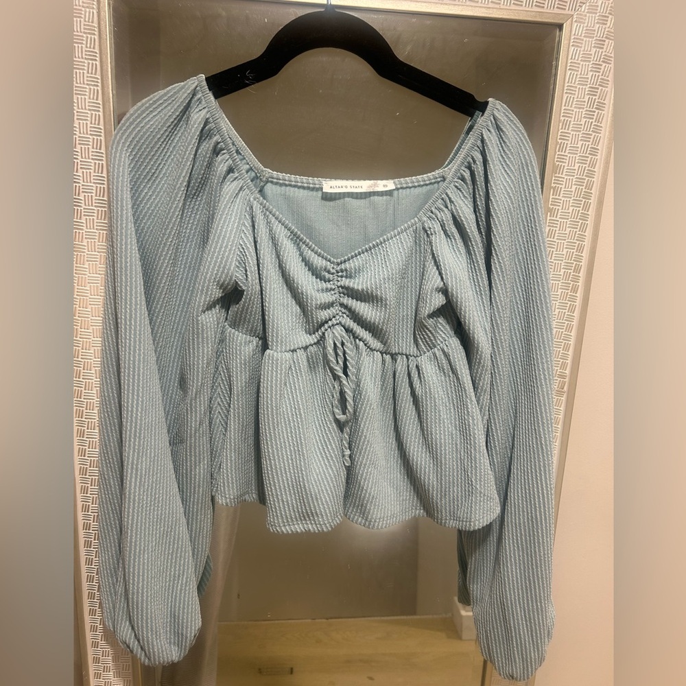 Altar'd State Light Blue Ribbed TOP